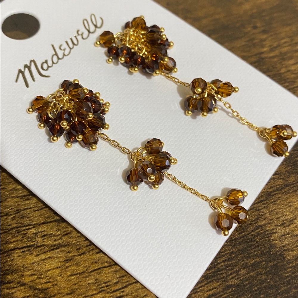 NWT MADEWELL Beaded Cluster Drop Statement Earrings - Picture 5 of 7